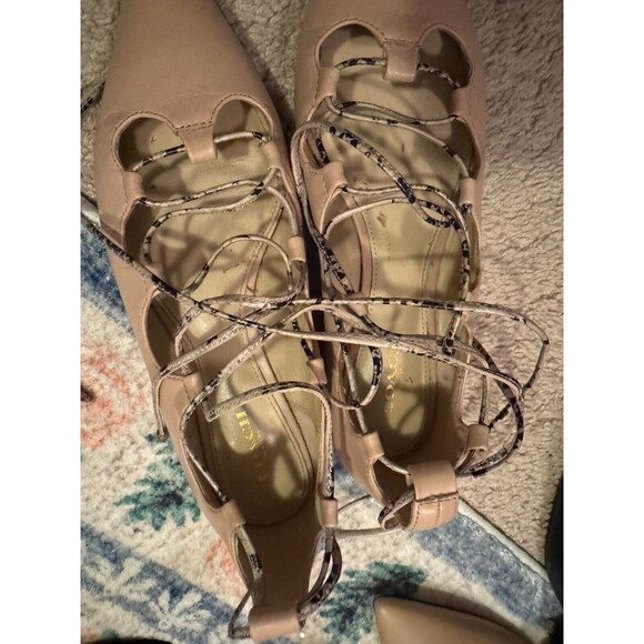 Coach tall tie nude snake print pointed toe flat size 7.5 - Picture 3 of 8